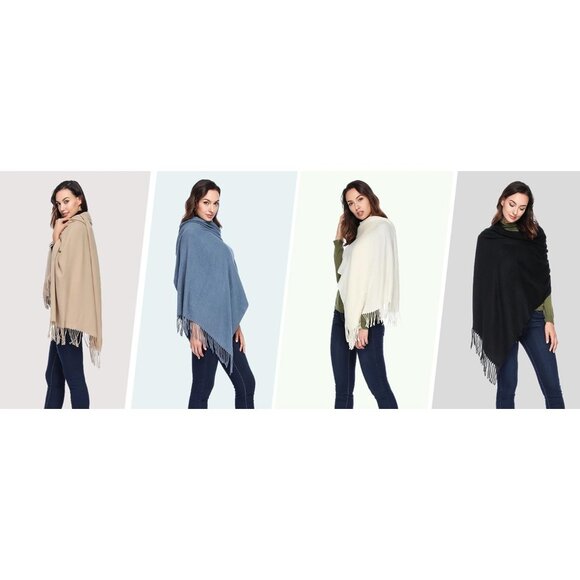 NEW Extra Large Thick Pashmina Shawl Wrap Wool Blend Soft Warm Scarves Blanket - Picture 5 of 5